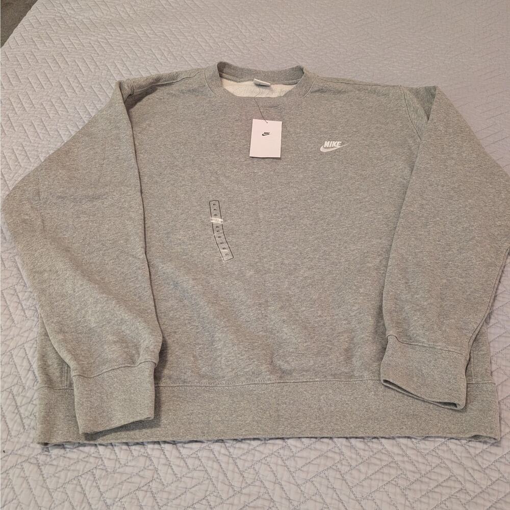 NWT Nike Men's Sweatshirt XL Gray Sportswear Club Fleece Crewneck (0287) - Picture 4 of 12